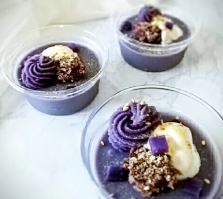 石垣島特産の紅芋「沖夢紫」で作る豆乳プリン・梅ヶ枝餅・ナイスクリーム